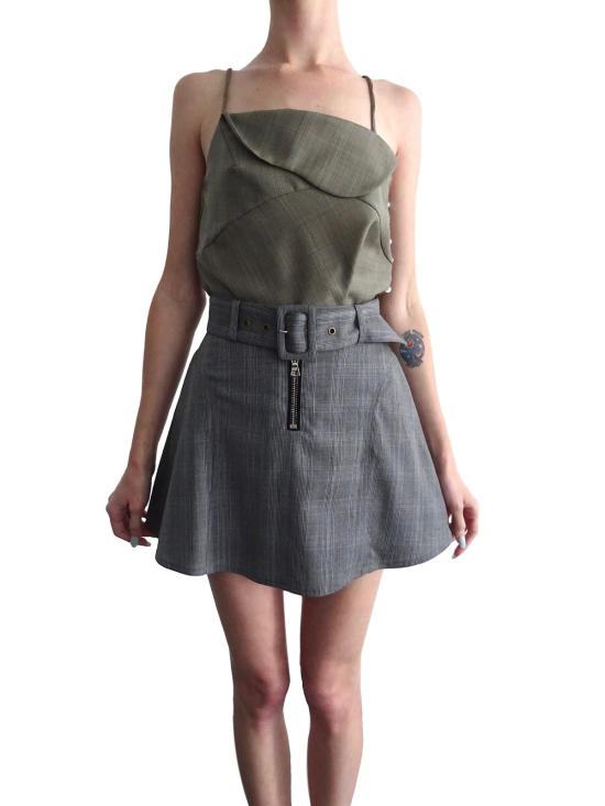  샌디리앙 숏 스커트 Sandy Liang Ilana 스커트 그레이 체크 - SANDY LIANG