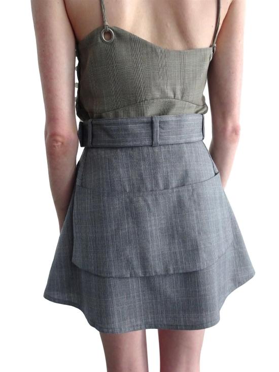  샌디리앙 숏 스커트 Sandy Liang Ilana 스커트 그레이 체크 - SANDY LIANG