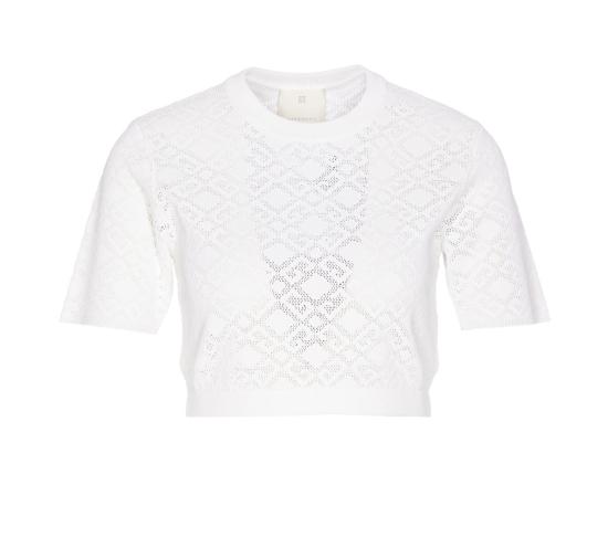  지방시 민소매 티셔츠 크롭 모노그램 탑 화이트