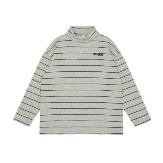  [키즈] Main Story 트레이닝 상의 키즈 메인 스토리 롤넥 립 그레이 멜란지 스트라이프