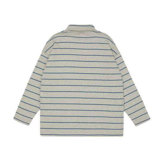  [키즈] Main Story 트레이닝 상의 키즈 메인 스토리 롤넥 립 그레이 멜란지 스트라이프 - MAIN STORY