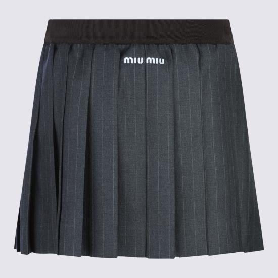  미우미우 숏 스커트 울 스커트 그레이 - MIU MIU