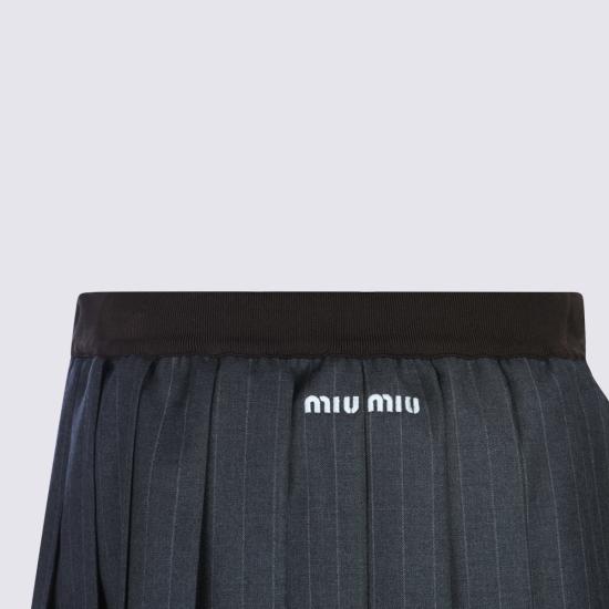  미우미우 숏 스커트 울 스커트 그레이 - MIU MIU