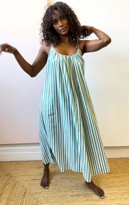  투 롱 원피스 숄더 타이 드레스