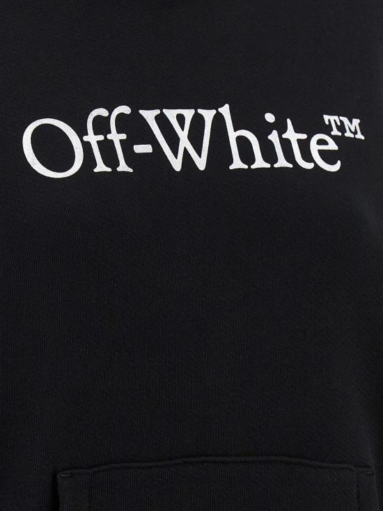  오프화이트 긴팔 티셔츠 빅 로고 북키쉬 후드티 화이트/블랙 - OFF WHITE