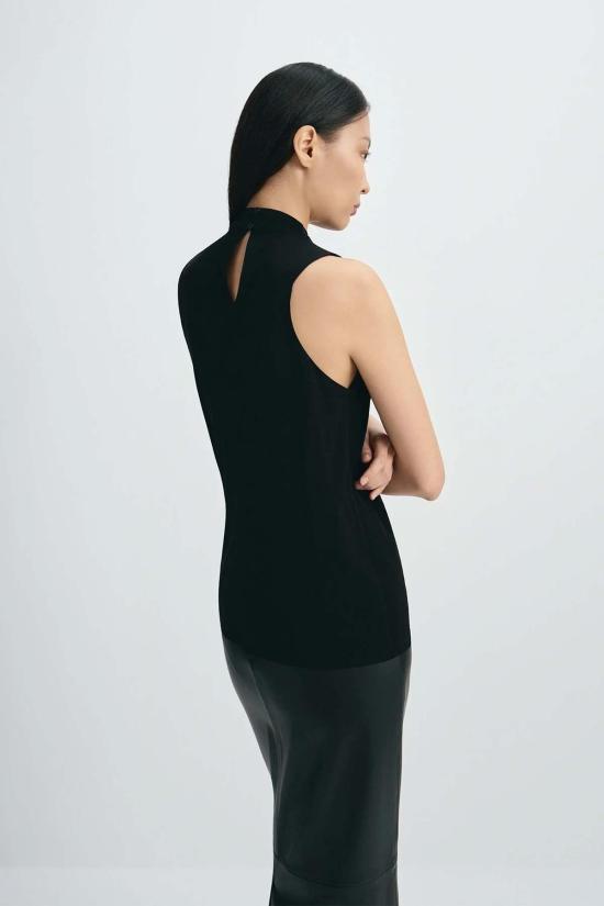  소피 루 블라우스 알레시아 드레이프 하이넥 탑 블랙 - SOPHIE RUE