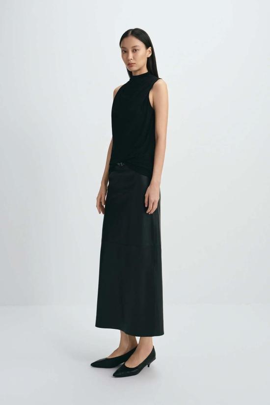  소피 루 블라우스 알레시아 드레이프 하이넥 탑 블랙 - SOPHIE RUE