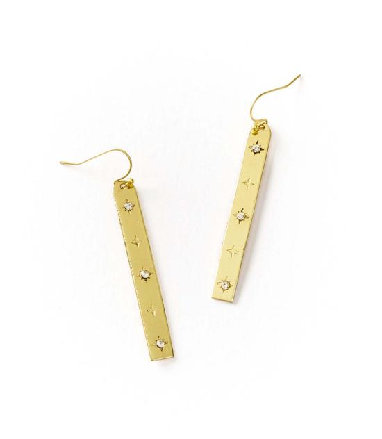  마트르 부미 이어링 Matr Boomie Sitara Starry Long Linear Studded Earrings Gold - MATR BOOMIE