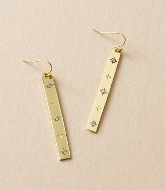  마트르 부미 이어링 Matr Boomie Sitara Starry Long Linear Studded Earrings Gold - MATR BOOMIE