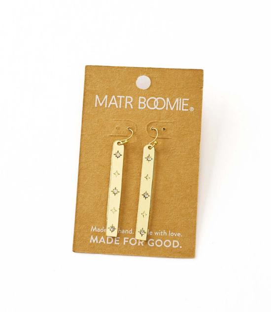  마트르 부미 이어링 Matr Boomie Sitara Starry Long Linear Studded Earrings Gold - MATR BOOMIE
