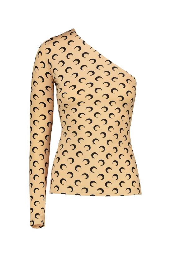  마린세르 블라우스 마린 세르 비대칭 탑 문 프린트 탄