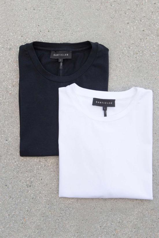  Santicler 반팔 티셔츠 산티클러 베빈 오가닉 코튼 번들 보이프렌드 티셔츠 블랙/화이트