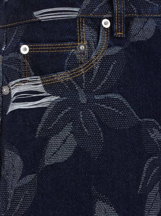  구찌 데님 숏팬츠 버뮤다 쇼츠 (전체 꽃 자수 및 로고 패치 장식, 블루) - GUCCI