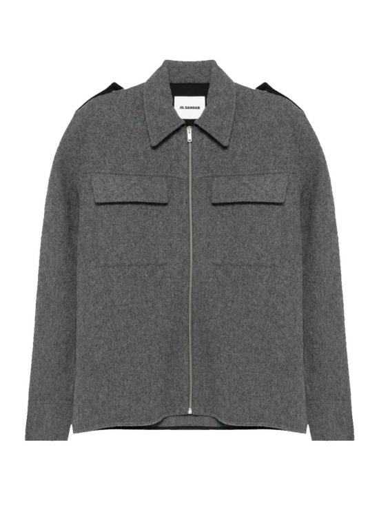  질샌더 자켓 질 샌더 스트럭처드 울 셔츠 그레이