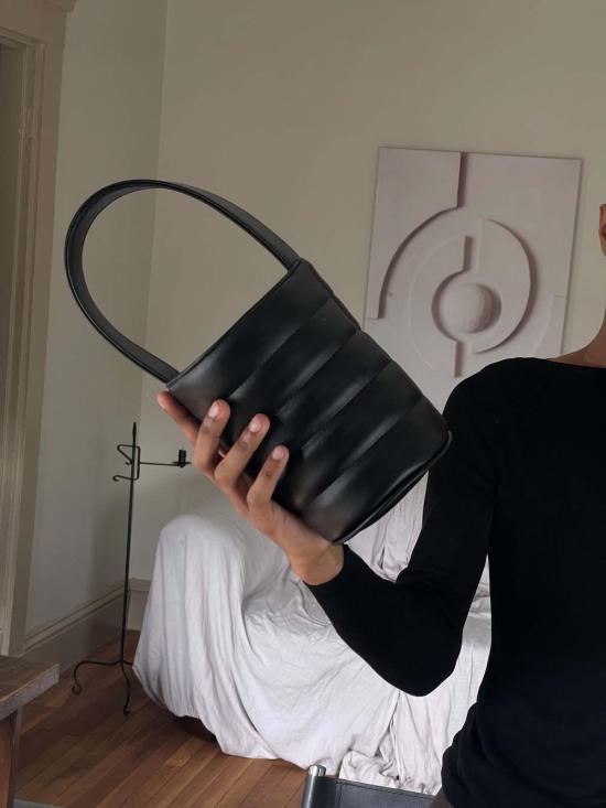  Hozen 모자 호젠 퀼팅 미니 버킷 백 팬서