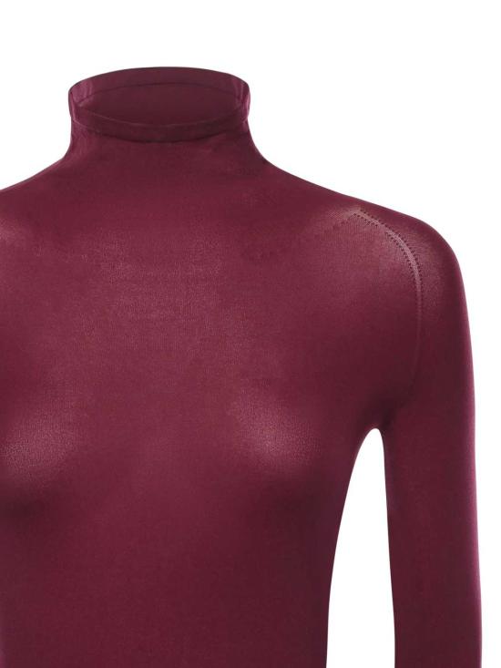  알라이아 바디수트 티셔츠 하이넥 세컨드 스킨 바디수트 버건디 - ALAIA