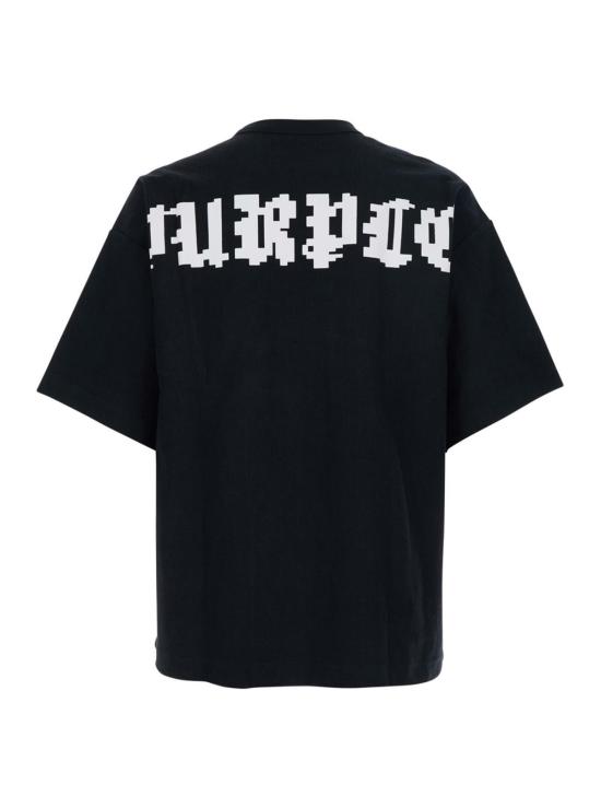  퍼플 브랜드 반팔 티셔츠 보라색과 검정색이 조화된 크루넥 티셔츠 (앞면과 뒷면에 로고 있음) - 면 소재. - PURPLE BRAND