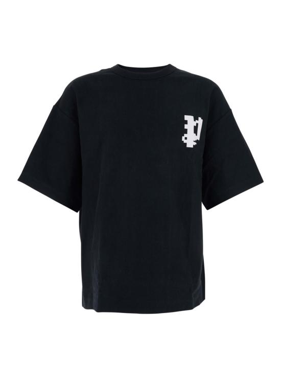  퍼플 브랜드 반팔 티셔츠 보라색과 검정색이 조화된 크루넥 티셔츠 (앞면과 뒷면에 로고 있음) - 면 소재.