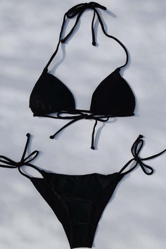  잇츠 나우 쿨 비키니 수영복 사이드 타이 스트링 비키니 하의 블랙 - IT'S NOW COOL