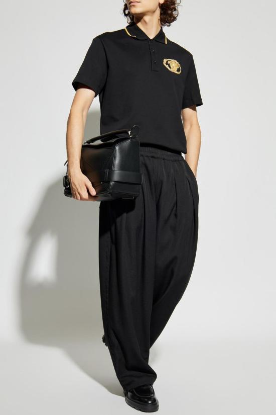  베르사체 폴로 티셔츠 로고 폴로 셔츠 블랙 - VERSACE