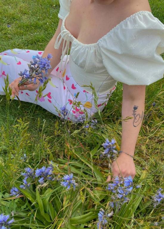  BY MEGAN CROSBY 블라우스 메건 크로스비 포지  브로더리 앙글레즈/화이트 - OTHER BRANDS