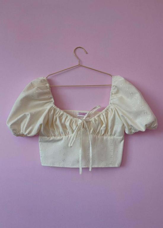  BY MEGAN CROSBY 블라우스 메건 크로스비 포지  브로더리 앙글레즈/화이트