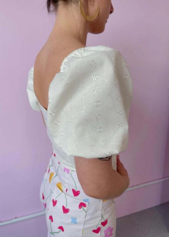  BY MEGAN CROSBY 블라우스 메건 크로스비 포지  브로더리 앙글레즈/화이트 - OTHER BRANDS