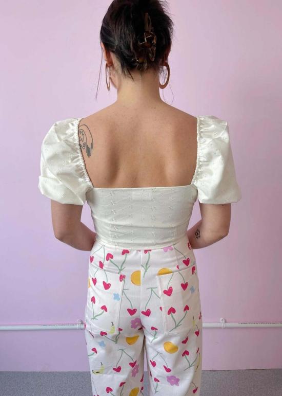  BY MEGAN CROSBY 블라우스 메건 크로스비 포지  브로더리 앙글레즈/화이트 - OTHER BRANDS