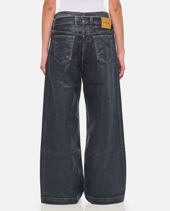  디 아티코 스트레이트 팬츠 아티코 매트 코팅 캔버스 롱 팬츠 네이비 블루 - THE ATTICO