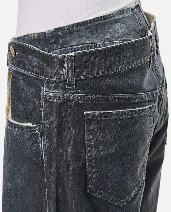  디 아티코 스트레이트 팬츠 아티코 매트 코팅 캔버스 롱 팬츠 네이비 블루 - THE ATTICO