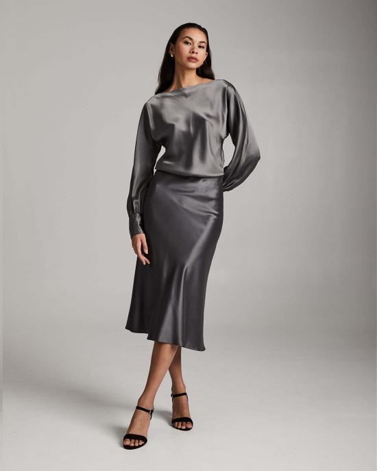  보즈 미디 스커트 바이어스  블랙 - VOZ