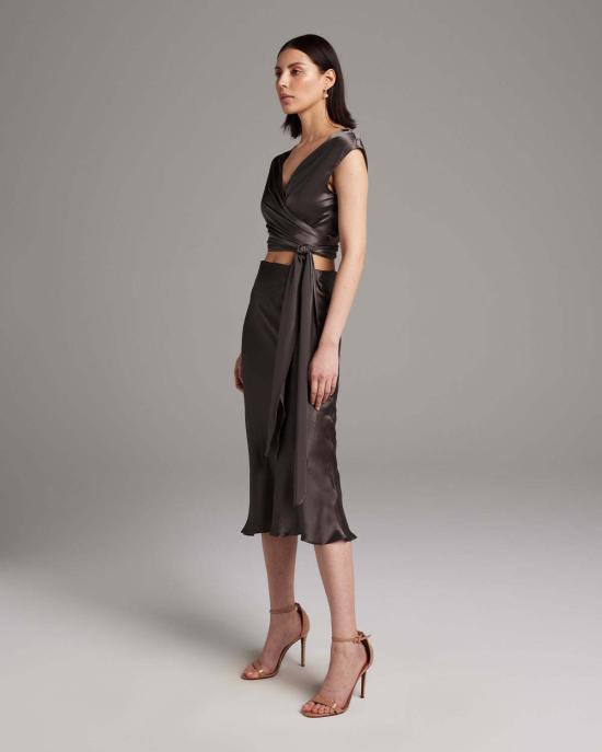  보즈 미디 스커트 바이어스  블랙 - VOZ