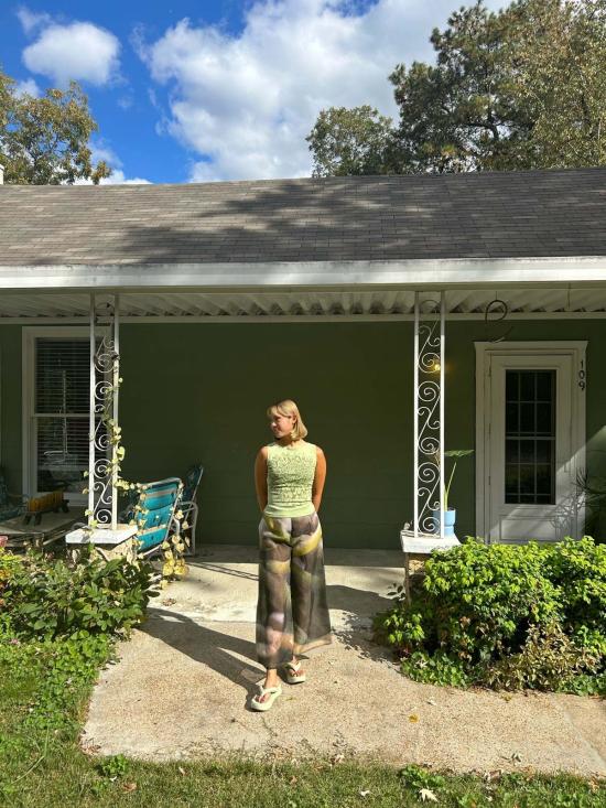  KAAREM 스트레이트 팬츠 카렘 송 투 와이드 레그 프린트 실크 오르간자 팬츠 - OTHER BRANDS