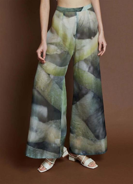  KAAREM 스트레이트 팬츠 카렘 송 투 와이드 레그 프린트 실크 오르간자 팬츠 - OTHER BRANDS