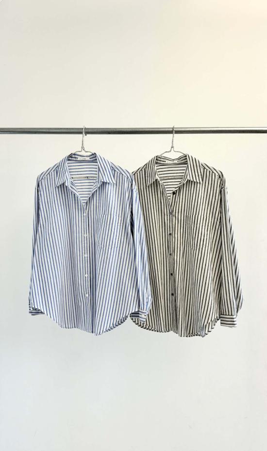  It Is Well L.A. 셔츠 잇이즈웰 L.A. 오버사이즈 스트라이프 버튼다운 셔츠 - IT IS WELL L.A.