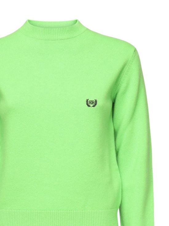  발렌시아가 스웨터 BB 로고 자수 니트 점퍼  라임색 - BALENCIAGA