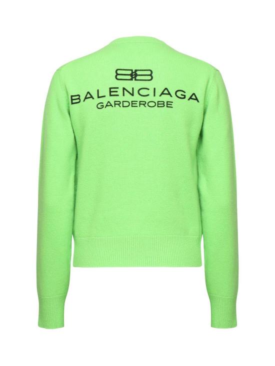  발렌시아가 스웨터 BB 로고 자수 니트 점퍼  라임색 - BALENCIAGA