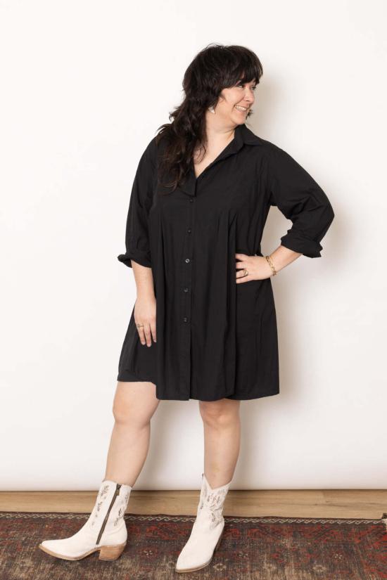  Colibri 숏 원피스 콜리브리 핀턱 포플린 드레스 블랙 - COLIBRI