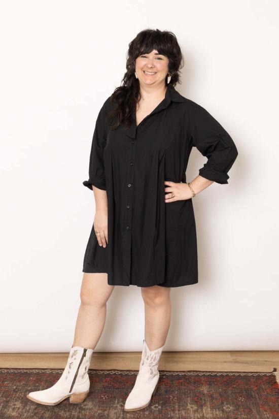  Colibri 숏 원피스 콜리브리 핀턱 포플린 드레스 블랙 - COLIBRI