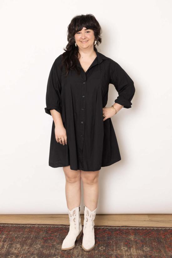  Colibri 숏 원피스 콜리브리 핀턱 포플린 드레스 블랙