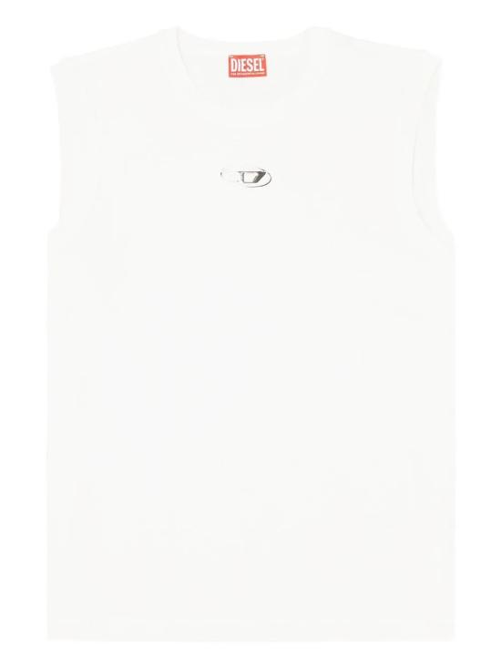26SS 디젤 심리스 메탈릭 Oval D 코튼 탑 A217430JMBB141 WHITE