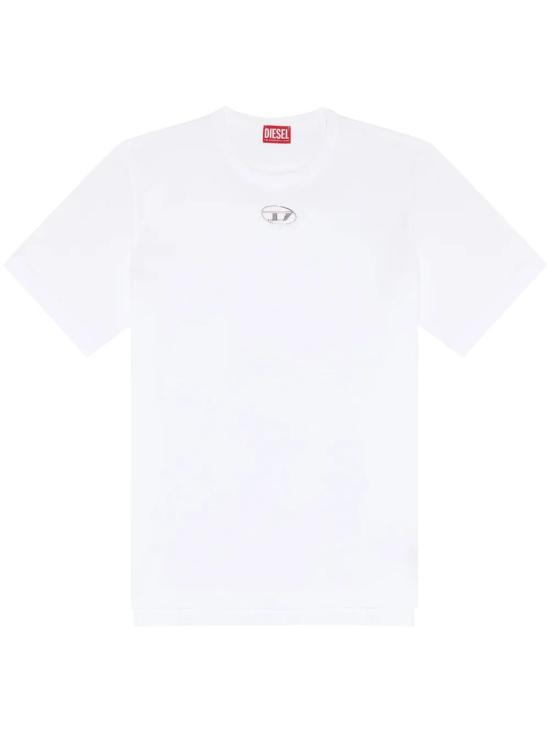 26SS 디젤 T-어드저스트-Od 메탈릭 오발 D 티셔츠 A178800CLBR100 WHITE