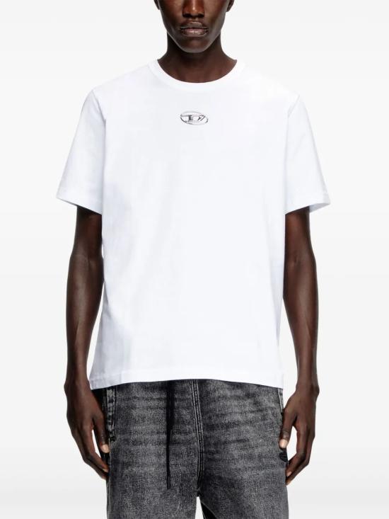 26SS 디젤 T-어드저스트-Od 메탈릭 오발 D 티셔츠 A178800CLBR100 WHITE - DIESEL