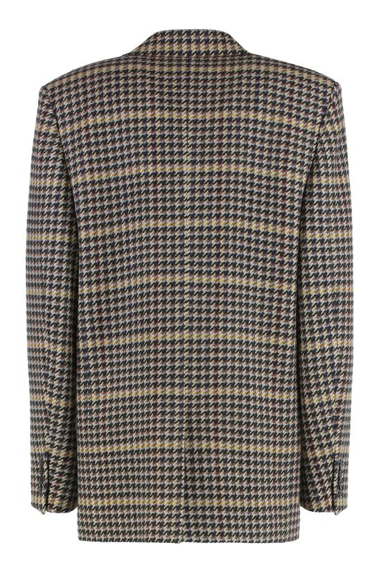  생로랑 수트 자켓 체크무늬 울 재킷 - SAINT LAURENT