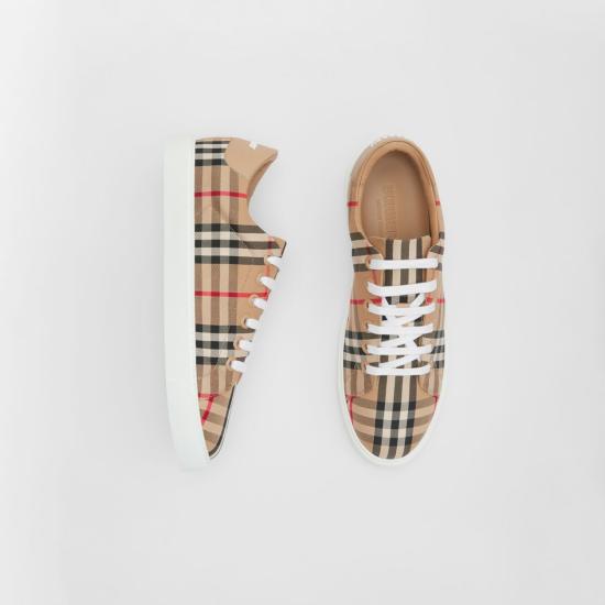 26SS 버버리 체크 레더 스니커즈 8049777131833 A7026 ARCHBEIGE - BURBERRY