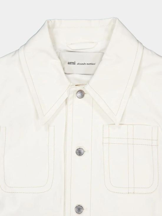 26SS 아미 화이트 코튼 워커 버튼 자켓 UJK874CO0211 136 BLANCCREME - AMI