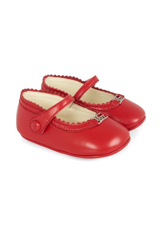  [키즈] 구찌 레이스업 슈즈 키즈 발레 플랫 레드 - GUCCI