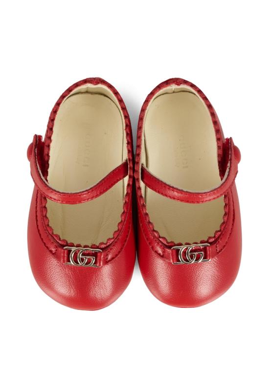  [키즈] 구찌 레이스업 슈즈 키즈 발레 플랫 레드 - GUCCI