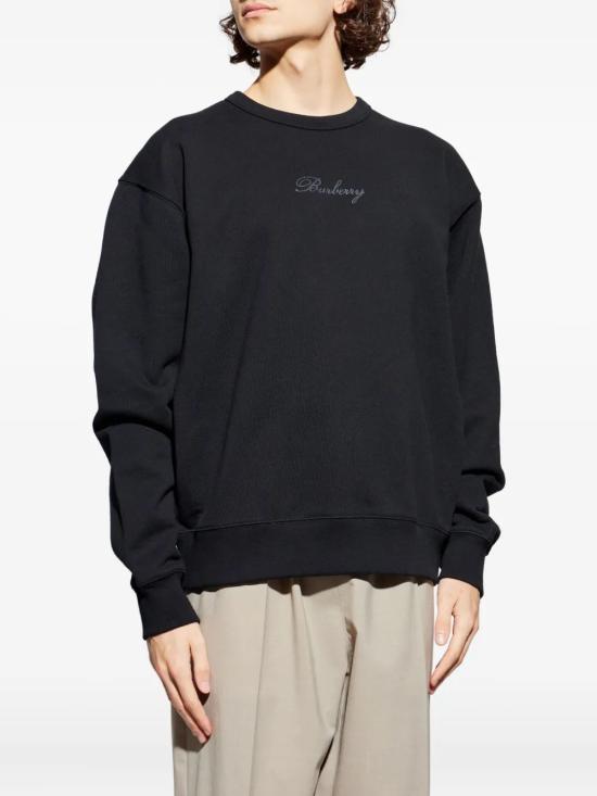 26SS 버버리 체크 커시브 로고 코튼 스웨트셔츠 8119079 A1189 BLACK - BURBERRY
