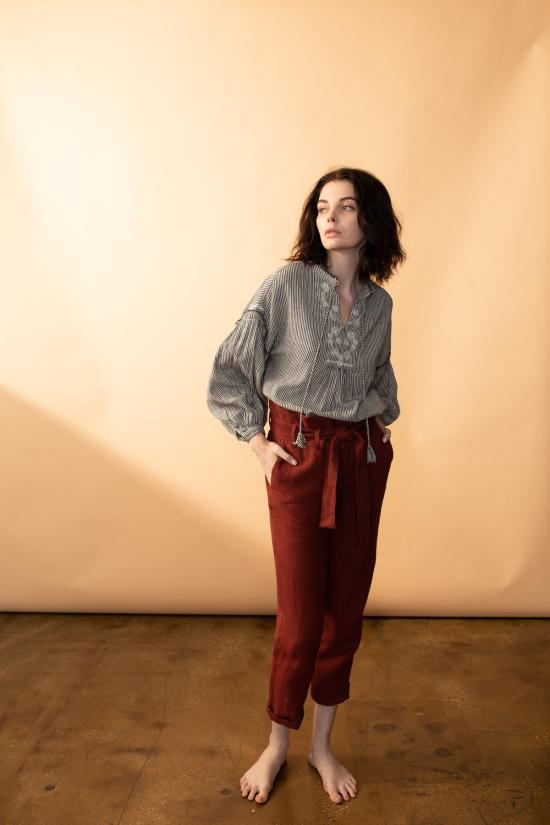  Arteaga 블라우스 아르테아가 아라 자수 스트라이프  레일로드 스트라이프 - OTHER BRANDS